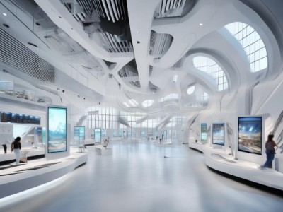 展览空间的设计创新，结合现代色彩与互动元素，打造一个高效且吸引人的视觉体验。